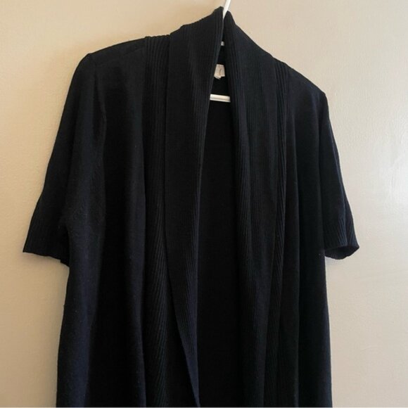 Y2K Suzy Shier Black Open Front Short Sleeve Knit Cardigan - Picture 3 of 12